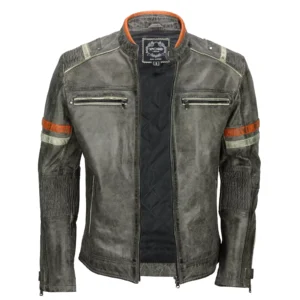 SKY-SELLER Black Leather Jacket Men - Black Real real Mens Motorcycle Jacket