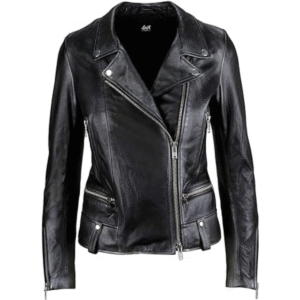 SNA Collection Bragadio Womens Black Vintage Motorcycle Biker Real Leather Jacket