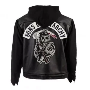 SOA Sons of Anarchy Hooded Real Leather Jacket