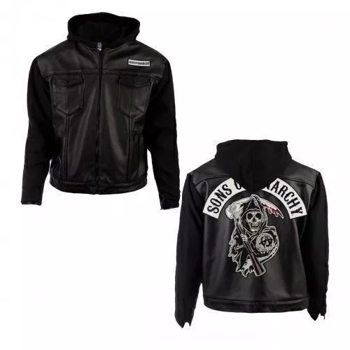 SOA Sons of Anarchy Hooded Real Leather Jacket - Image 3