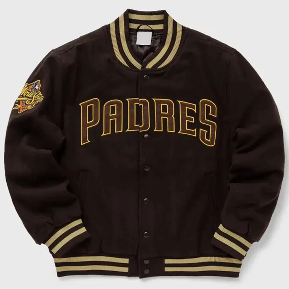 San Diego Padres Brown Wool Full-Snap Varsity Men's Letterman Bomber Men Jacket - Image 6