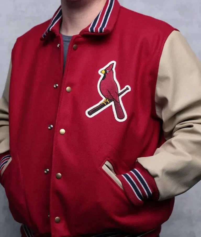 St. Louis Cardinals 1940 Red Wool Genuine Leather Sleeves Varsity Men's Jacket - Image 5