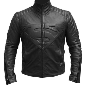 Superman Smallville Man of Steel Shield Genuine Black Synthetic Leather Jacket