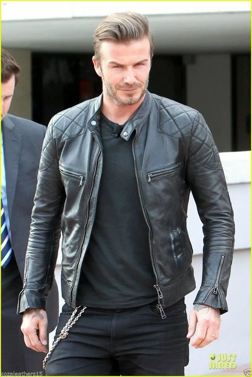 Men’s David Beckham Leather Biker Jacket