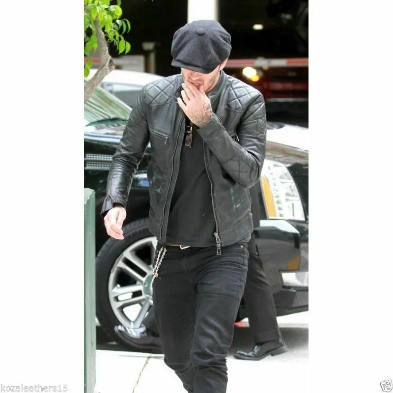 Men’s David Beckham Leather Biker Jacket - Image 3