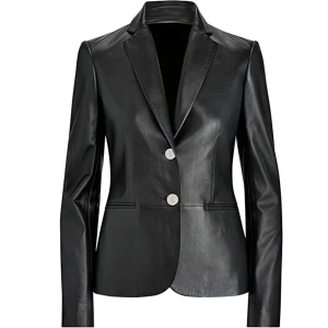 Two Buttons Leather Blazer/Coat/Jacket for Women and Girls Regular
