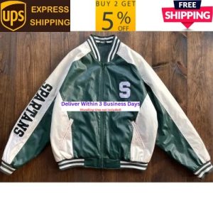 University of Michigan State Spartans Genuine Leather Varsity Women's Biker Jacket