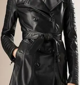 Western Black Chic Long Trench Coat Women 7-Button Plus Size Missy