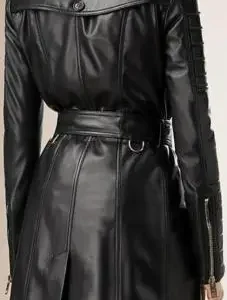 Western Black Chic Long Trench Coat Women 7-Button Plus Size Missy
