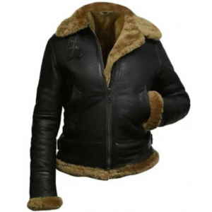 Women Aviator Hooded B3 Bomber Fur Shearling Real Sheepskin Leather Jacket
