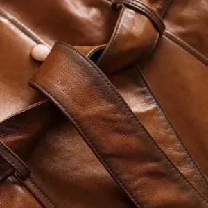 Women Italian Style Trench Coat Street Wear Designer Real Leather Coat