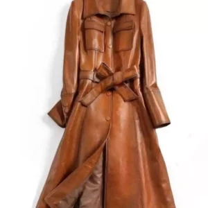 Women Italian Style Trench Coat Street Wear Designer Real Leather Coat
