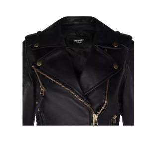 Women's Kay Micheal Style Biker Black Motorcycle Leather Jacket
