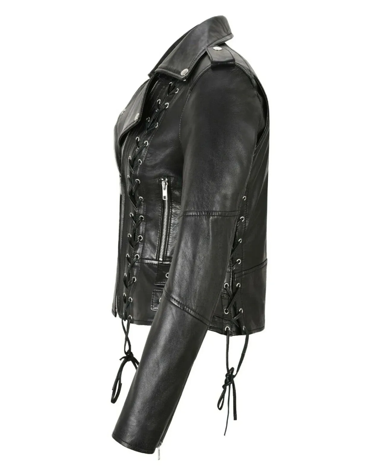 Modern Women Lace Up Designer Coat Genuine real Real Leather Jacket - Image 2