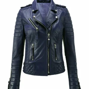 Women's Leather Jacket Genuine Sheepskin Slim Fit Biker Motorcycle Coat Jacket