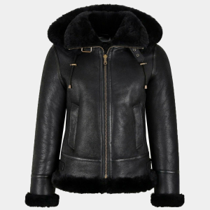 Women's RAF B3 Pilot Flying Bomber Aviator Style Leather Jacket Shearling Sheep