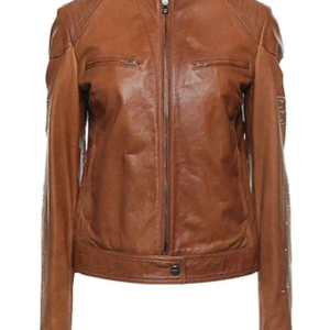 Women’s Tan Cafe Racer real Leather Jacket