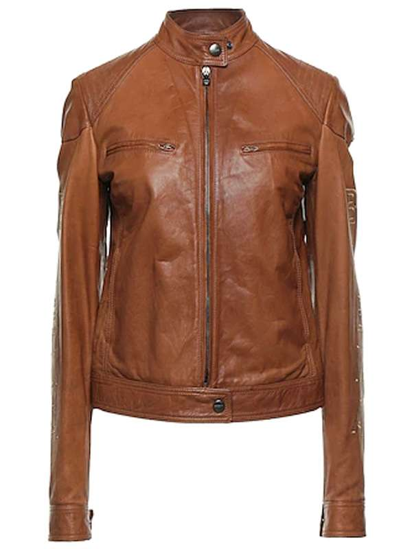 Women’s Tan Cafe Racer real Leather Jacket