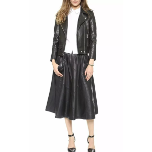 Women's Slim Fit YKK Zip Real Biker Black Leather Jacket