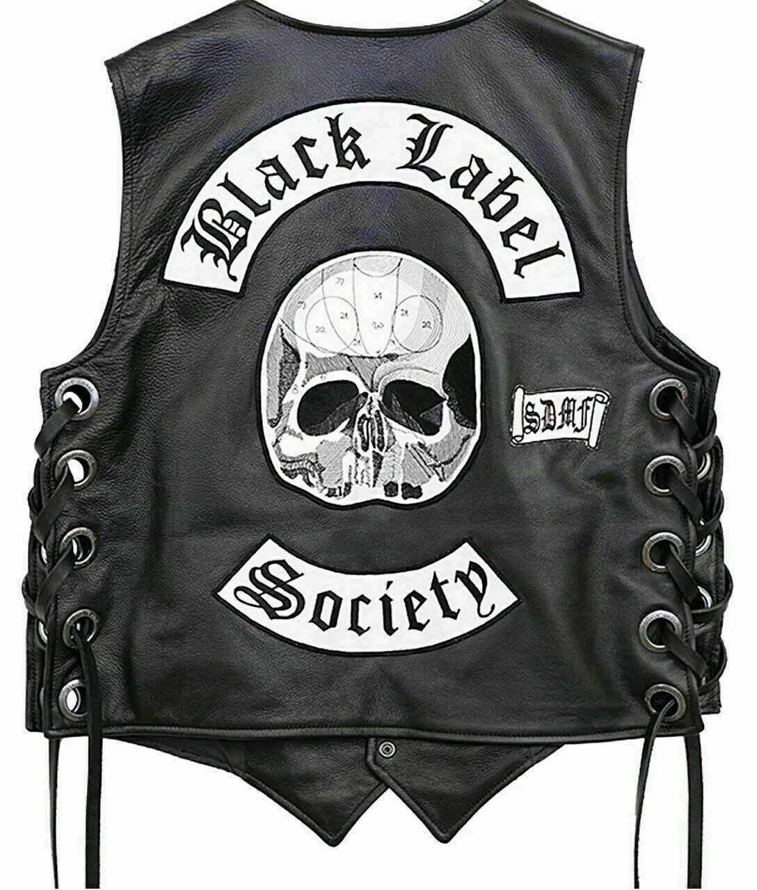 Zakk Wylde Black Label Society Biker Genuine Leather Vest Jacket BLS Patches - Image 2
