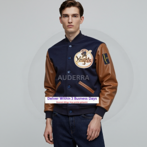 New York Knights 1939 Wool Genuine Leather Varsity Men's Letterman Bomber Jacket