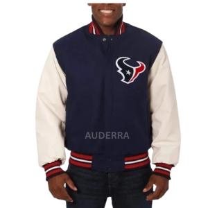 Houston Texans Wool and Genuine Leather Sleeves Varsity Men's Letterman Jacket
