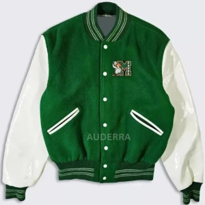 70’s Miami Hurricanes Green Wool Genuine Leather Varsity Bomber Letterman Jacket