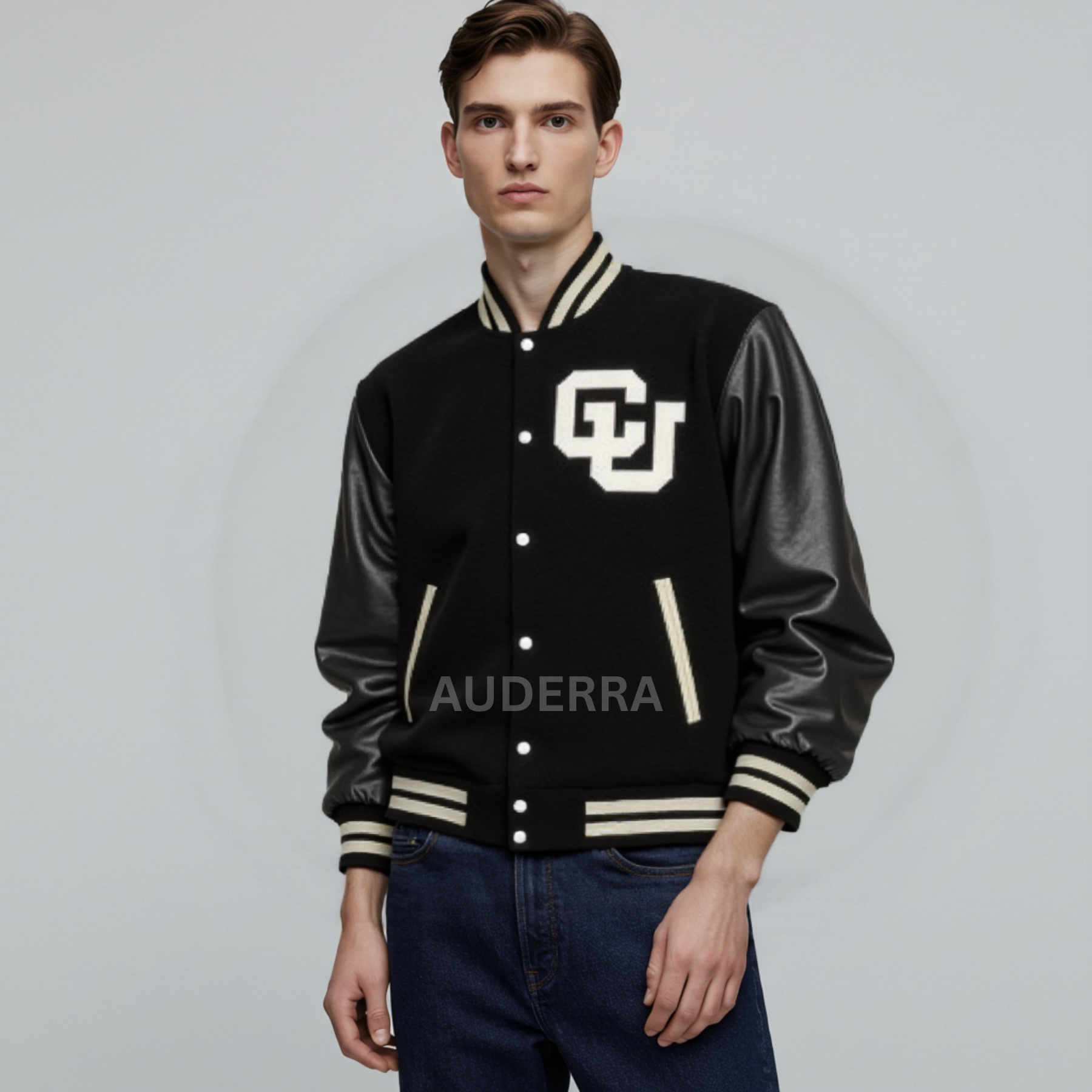 Colorado Buffaloes Varsity Black Wool Genuine Leather Sleeves Letterman Jacket