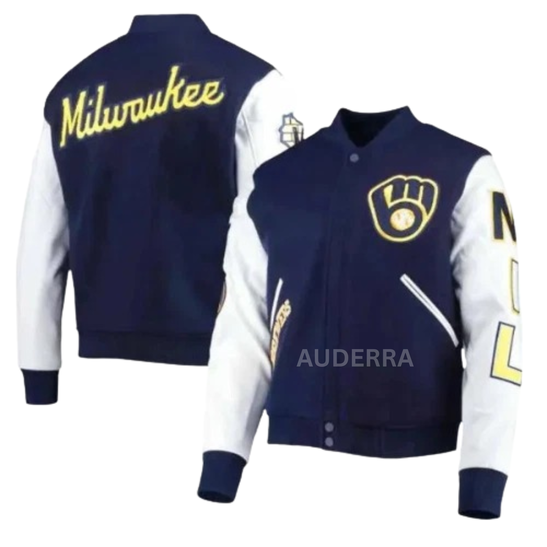 Milwaukee Brewers Wool Genuine Leather Sleeves Varsity Letterman Men's Jacket - Image 5