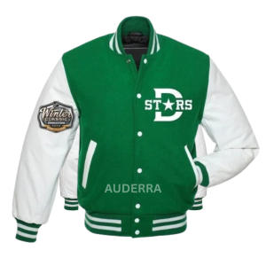Dallas Stars Classic Green Wool Genuine Leather Sleeves Varsity Letterman Jacket