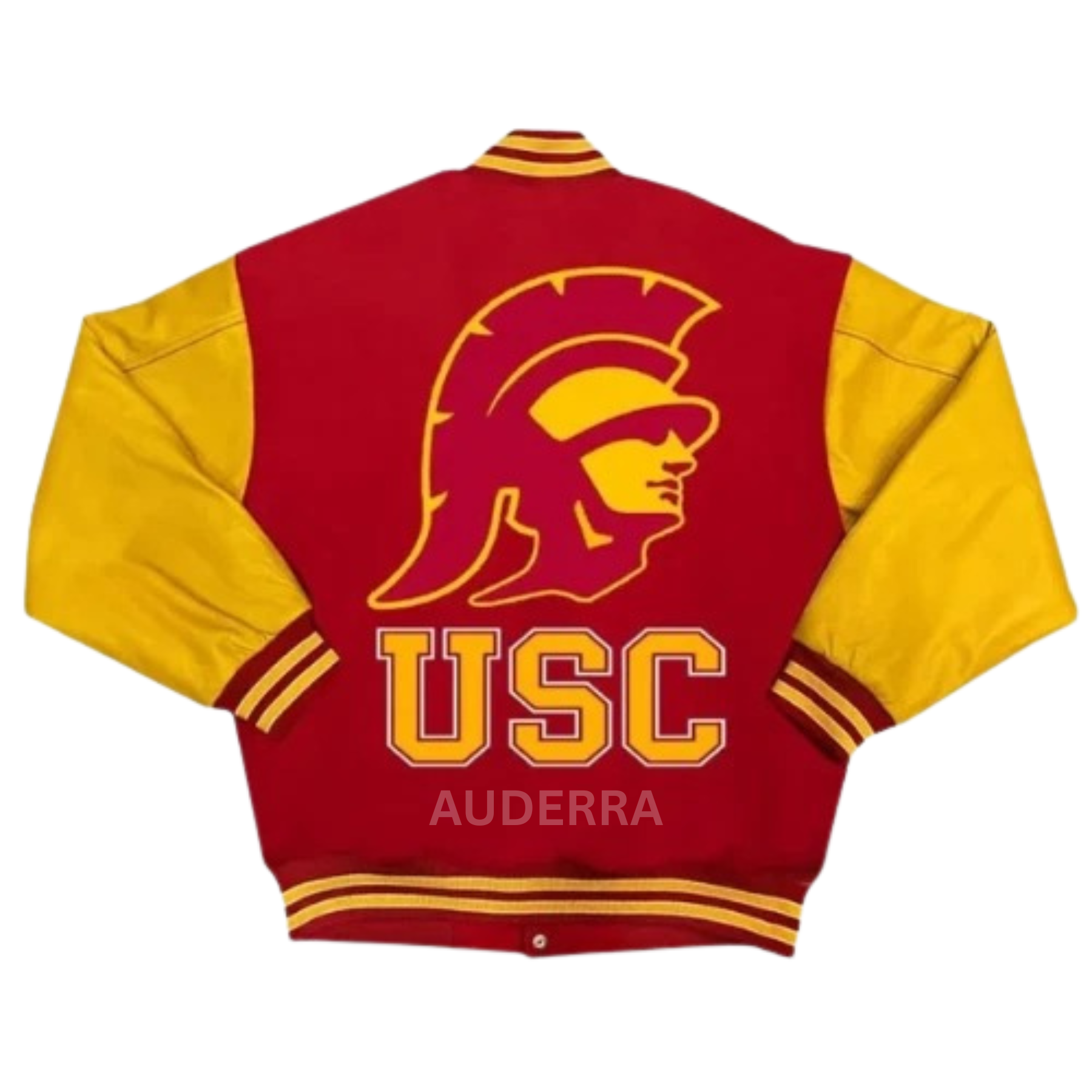 California USC Trojans Red Wool and Gold Leather Varsity Letterman Men's Jacket - Image 2