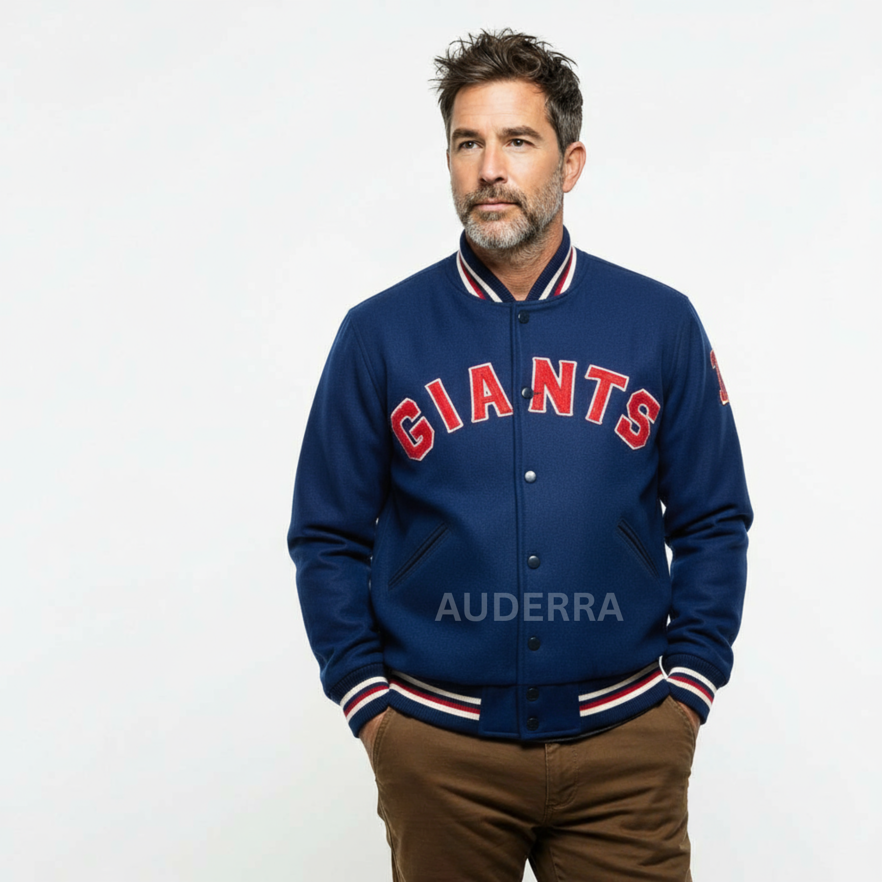 New York NY Giants 1932 Blue Wool Varsity Full-Button Women's Letterman Jacket - Image 2