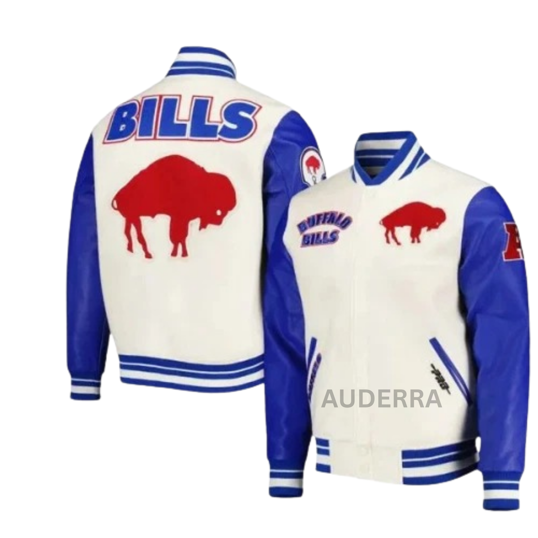 Buffalo Bills Wool and Genuine Leather Sleeves Varsity Men's Letterman Jacket - Image 3
