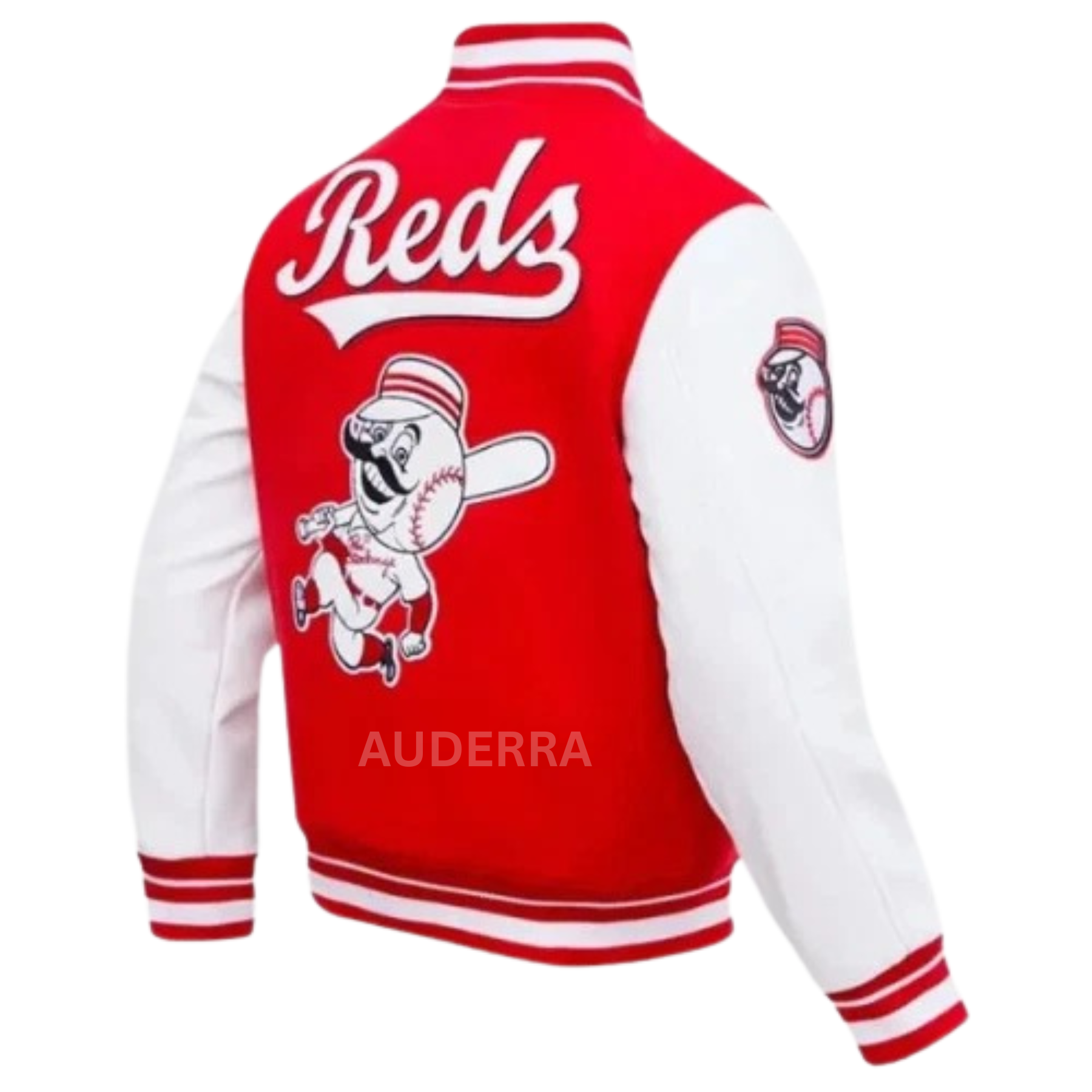 Cincinnati Reds Women's Red Wool Genuine Leather Sleeves Varsity Letterman Jacket - Image 2