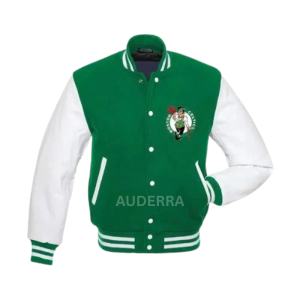 Boston Celtics Green Wool Genuine Leather Sleeves Varsity Women's Letterman Jacket