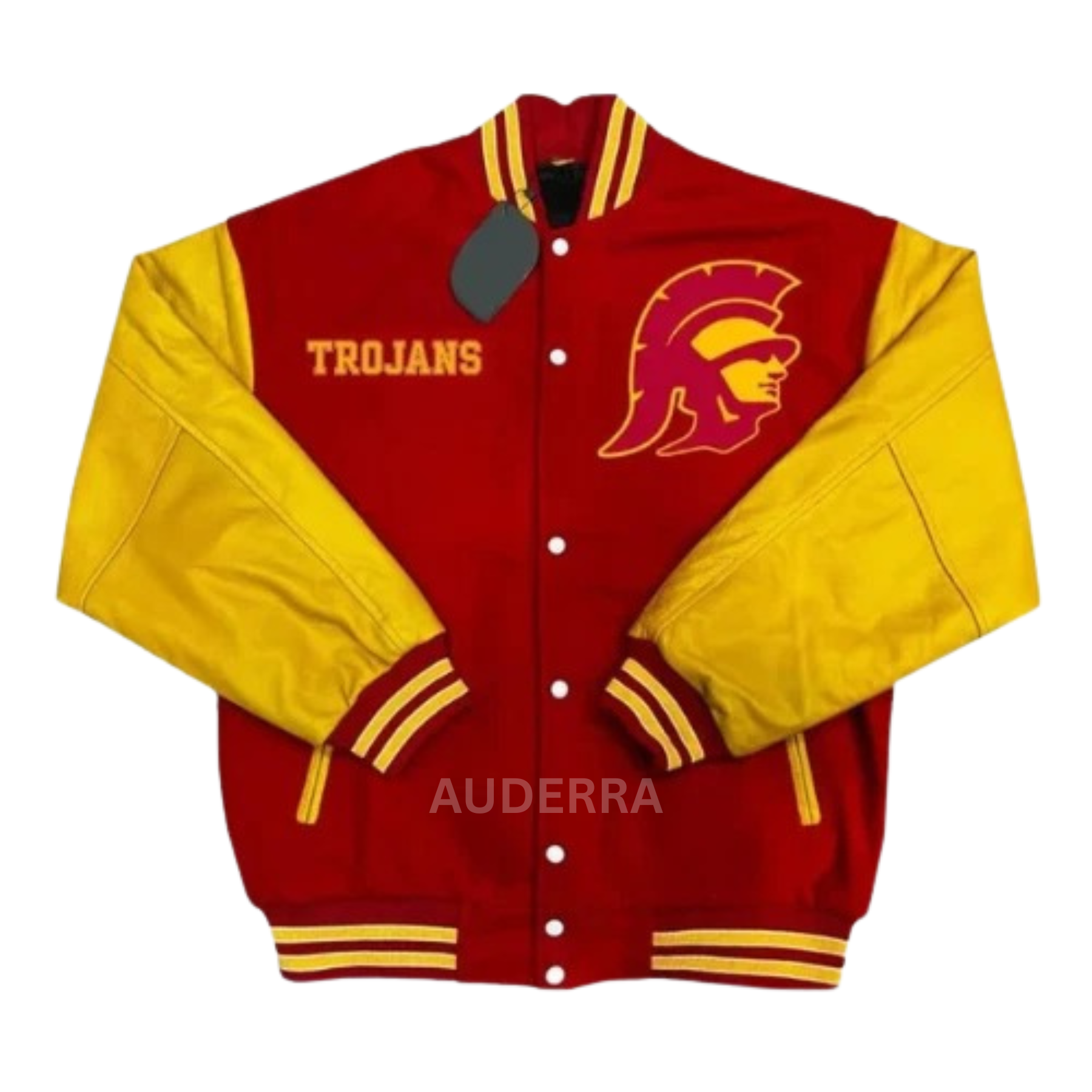 California USC Trojans Red Wool and Gold Leather Varsity Letterman Men's Jacket - Image 3