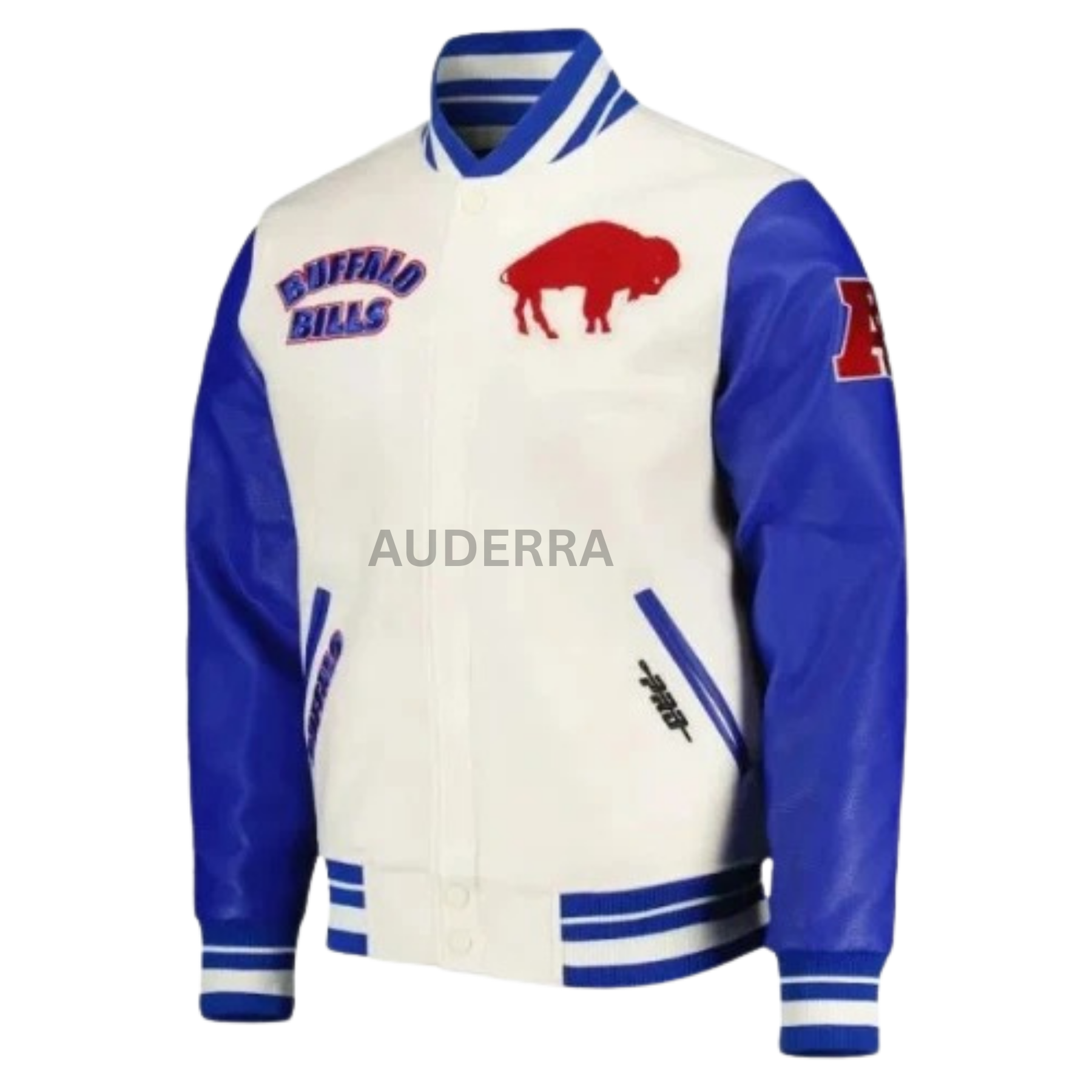 Buffalo Bills Wool and Genuine Leather Sleeves Varsity Men's Letterman Jacket