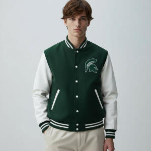 Michigan State Spartans University Wool Leather Varsity Women's Letterman Jacket